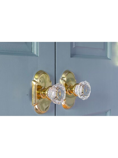 Arched Rosette Set With Fluted Crystal Glass Knobs
