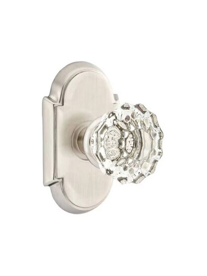 Arched Rosette Set With Fluted Crystal Glass Knobs