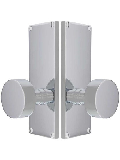 Alternate View of Modern Rectangular Door Set with Disc Knobs.