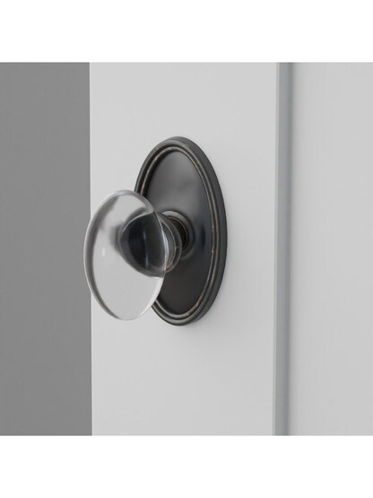 Oval Rosette Door Set With Hampton Crystal Glass Knobs