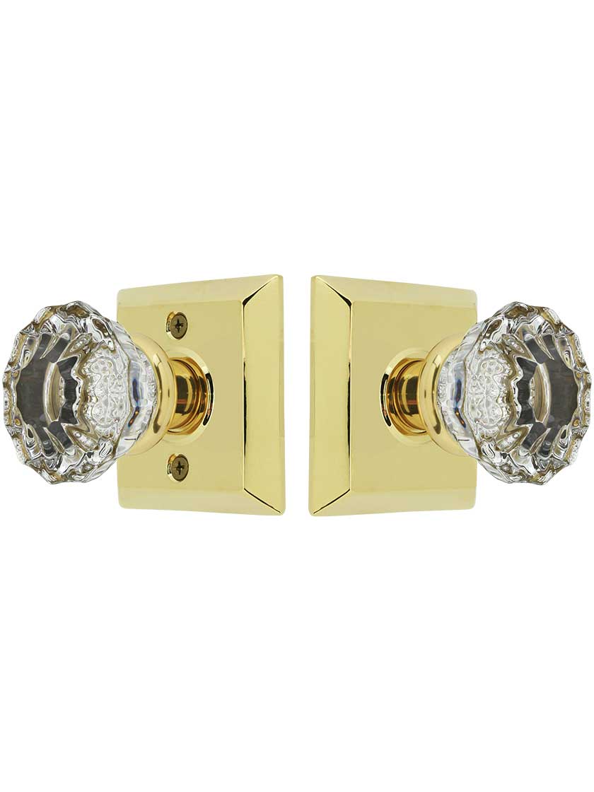 Alternate View of Quincy Rosette Door Set with Astoria Crystal Glass Knobs.