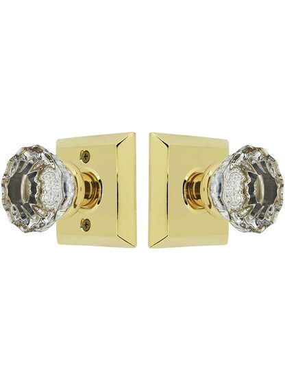 Alternate View of Quincy Rosette Door Set with Astoria Crystal Glass Knobs.