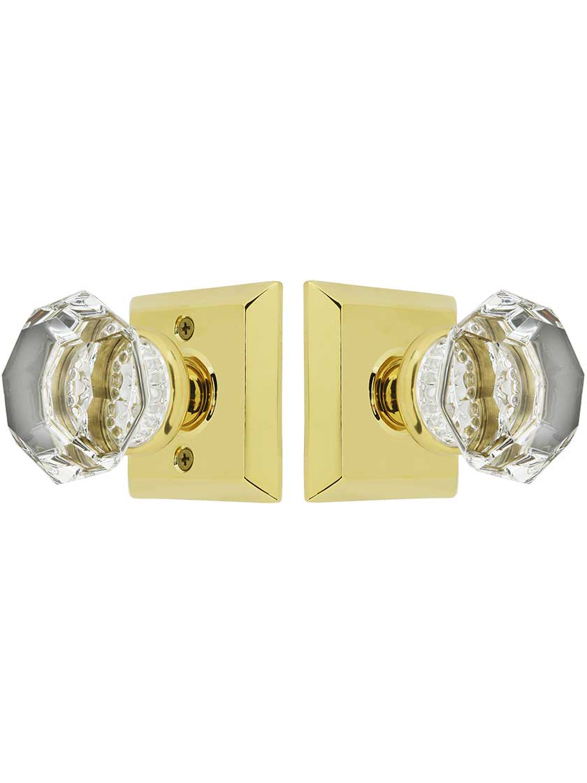 Alternate View of Quincy Rosette Door Set with Old Town Crystal Glass Knobs.