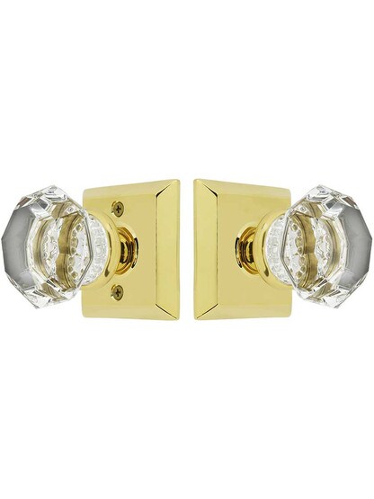 Alternate View of Quincy Rosette Door Set with Old Town Crystal Glass Knobs.