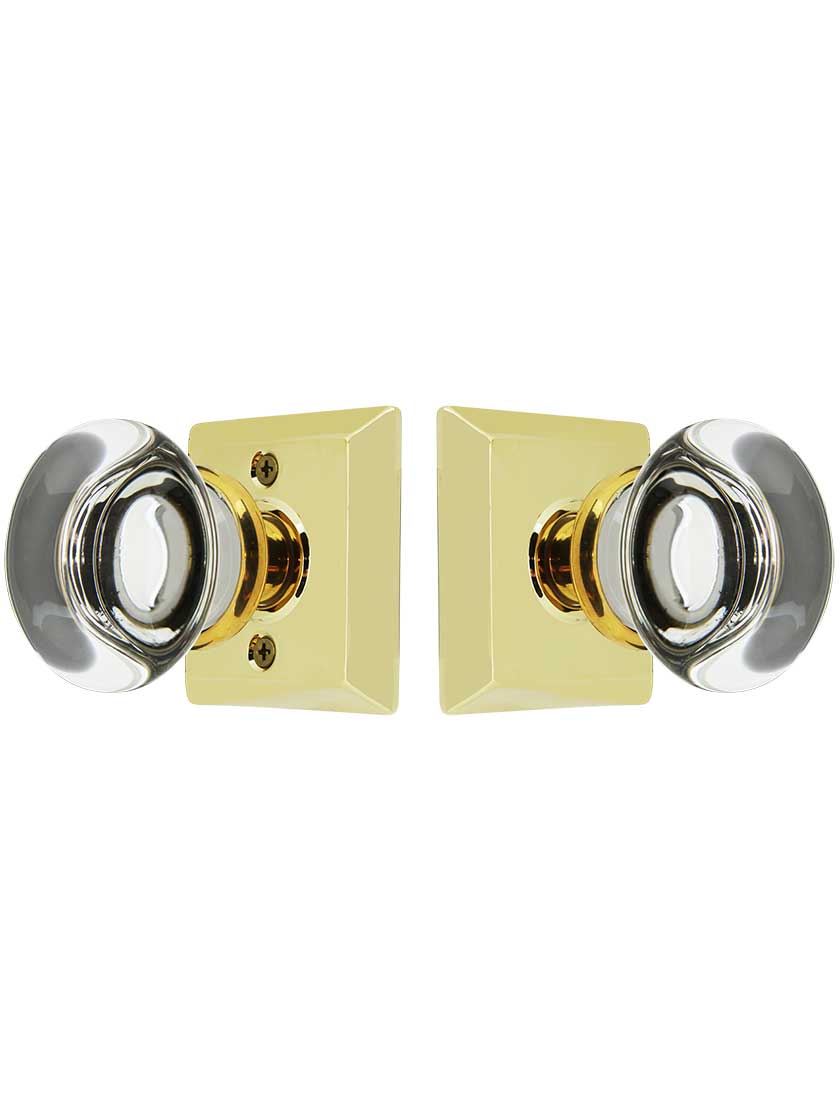 Alternate View of Quincy Rosette Door Set with Providence Crystal Glass Knobs.