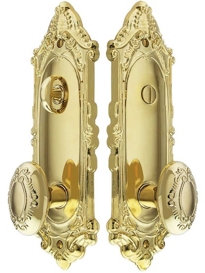Alternate View of Largo Design Door Set with Matching Knobs and Thumb Turn.