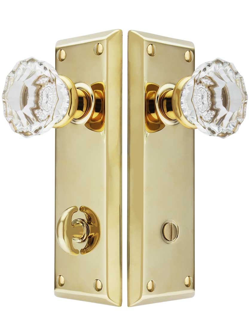 Quincy Thumb-Turn Privacy Door Set with Astoria Crystal Glass Knobs