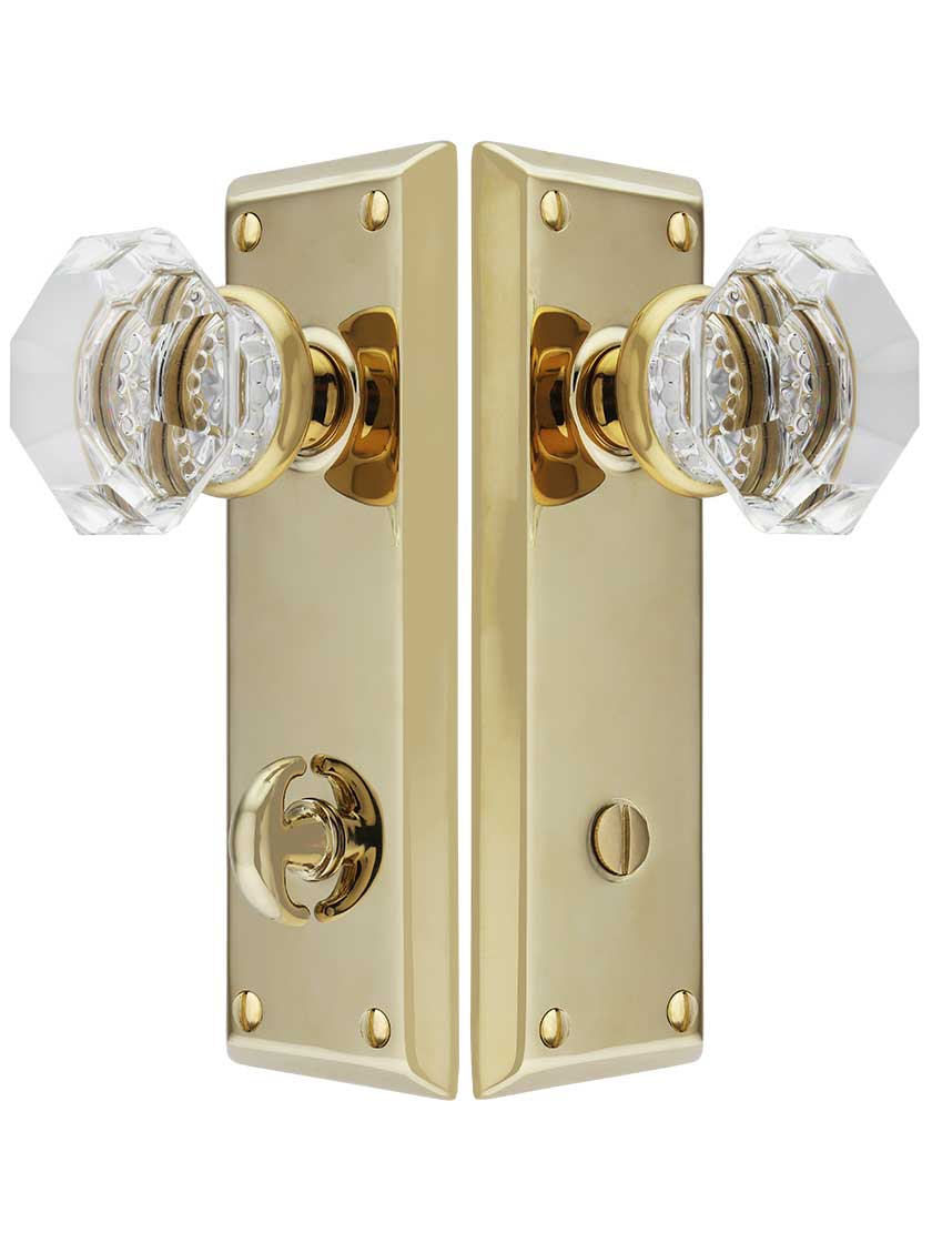 Quincy Thumb-Turn Privacy Door Set with Old-Town Crystal Glass Knobs