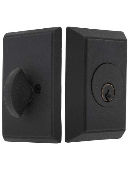 Wrought Steel Square Single Cylinder Deadbolt
