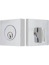 Modern Solid Brass Single-Cylinder Deadbolt with Square Plates.