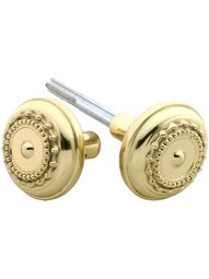 Pair of Meadows Door Knobs In Solid Brass