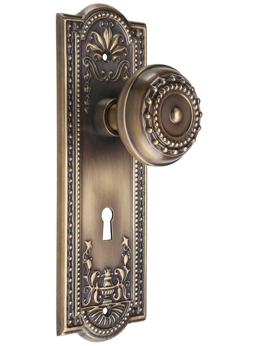Meadows Door Set with Matching Knobs and Keyhole in Antique-By-Hand