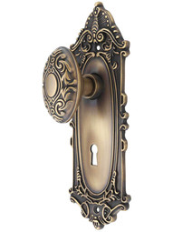 Largo Door Set with Decorative Oval Knobs and Keyhole in Antique-By-Hand