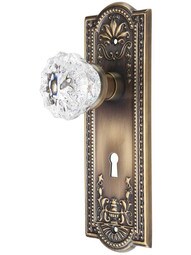 Meadows Door Set with Fluted-Crystal Glass Knobs and Keyhole in Antique-By-Hand.