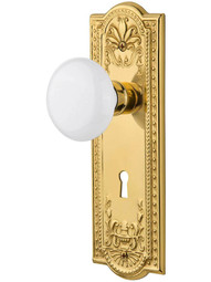 Meadows Door Set with White Porcelain Knobs and Keyhole