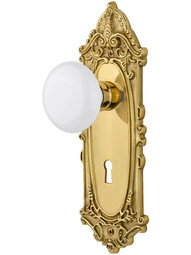 Largo Door Set with White Porcelain Knobs and Keyhole