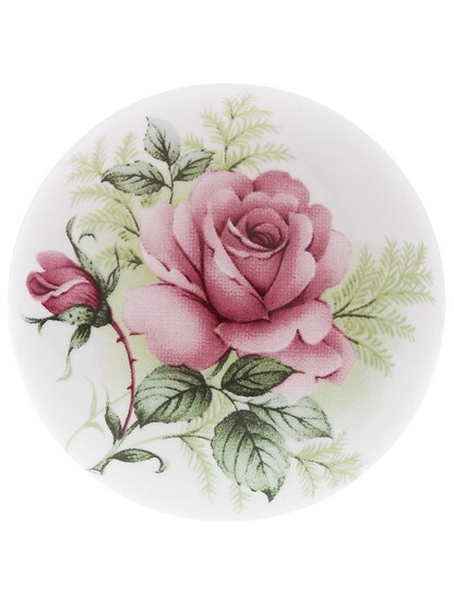 Alternate View of Pair of Rose Porcelain Knobs.