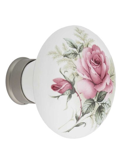 Alternate View 2 of Pair of Rose Porcelain Knobs.