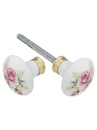 Pair of Rose Porcelain Knobs.