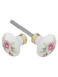 Pair of Rose Porcelain Knobs