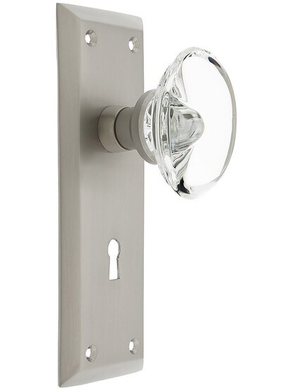 Alternate View 4 of Pair of Oval Clear Crystal Knobs.