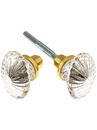 Pair of Oval Fluted Crystal Knobs.