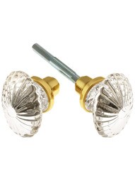 Pair of Oval Fluted Crystal Knobs