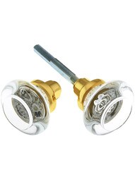 Pair of Round Clear Crystal Knobs.