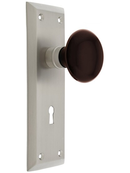Alternate View 4 of Pair of Brown Porcelain Knobs.