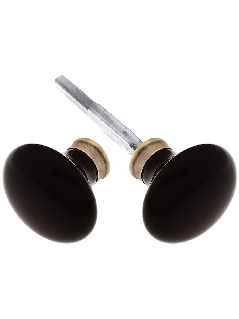 Pair of Black Porcelain Knobs House of Antique Hardware