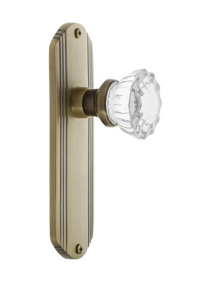 Alternate View 2 of Streamline Deco Door Set with Fluted Crystal Glass Knobs - No Keyhole.