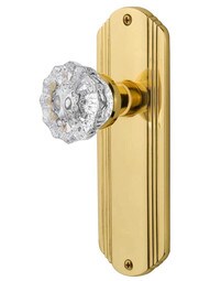 Streamline Deco Door Set with Fluted Crystal Glass Knobs - No Keyhole.