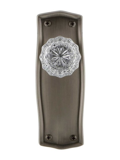 Alternate View of Prairie Door Set with Fluted Crystal Glass Door Knobs - No Keyhole.