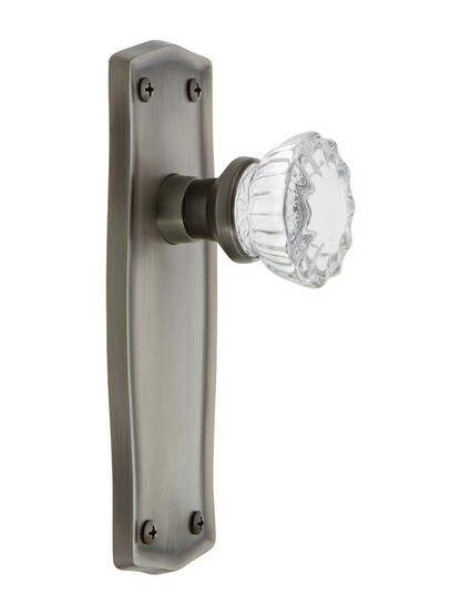 Alternate View 2 of Prairie Door Set with Fluted Crystal Glass Door Knobs - No Keyhole.