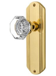 Streamline Deco Door Set with Waldorf Crystal Glass Knobs - No Keyhole.