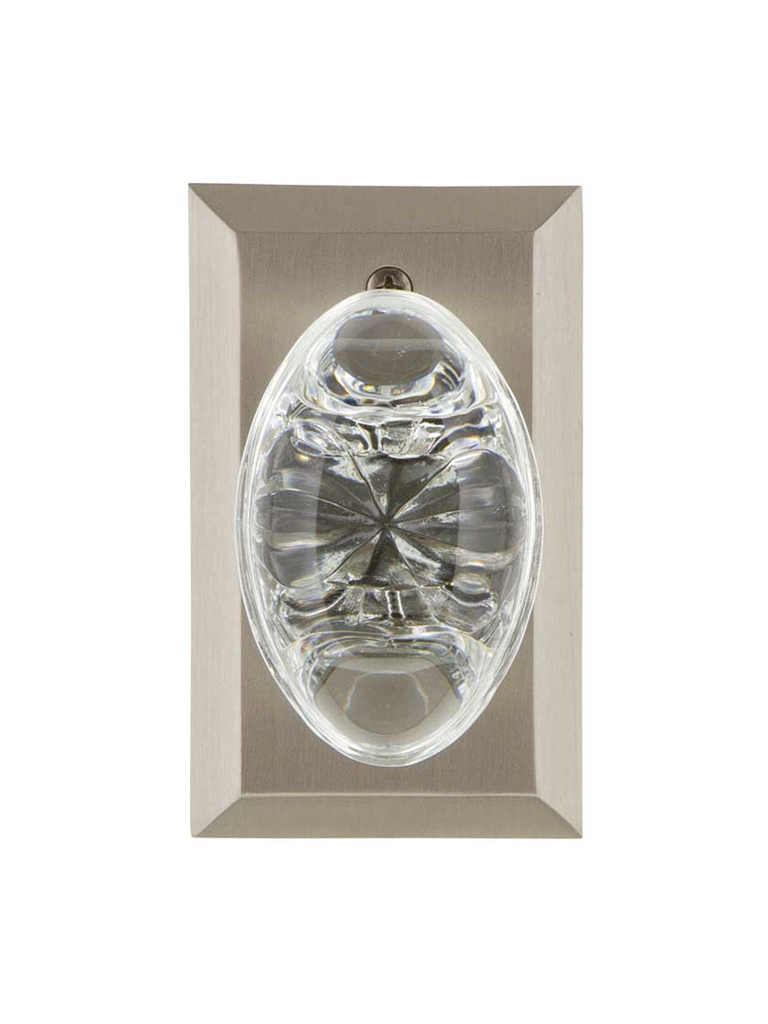 Alternate View of New York Rosette Door Set Oval Clear-Crystal Glass Knobs.