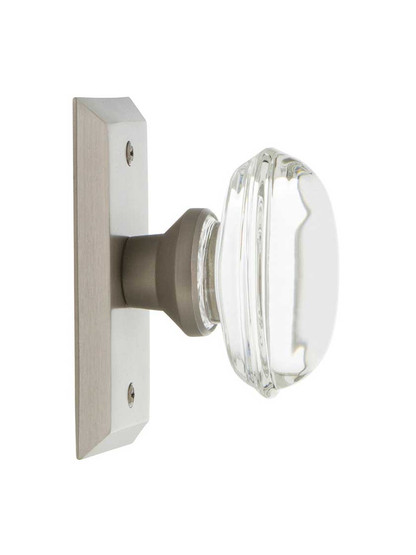 Alternate View 3 of New York Rosette Door Set Oval Clear-Crystal Glass Knobs.