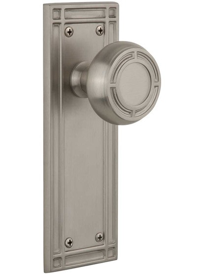 Alternate View 4 of Pair of Mission Door Knobs in Solid Brass.
