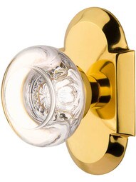 Arched Rosette Door Set with Round Clear-Crystal Glass Knobs