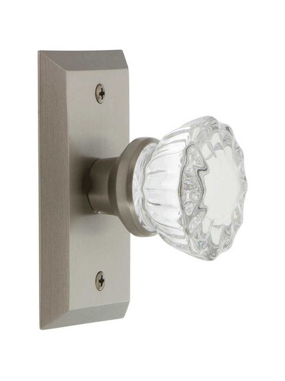 Alternate View 2 of New York Rosette Door Set with Fluted-Crystal Glass Knobs.
