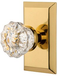 New York Rosette Door Set with Fluted-Crystal Glass Knobs.