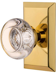 New York Rosette Door Set with Round Clear-Crystal Glass Knobs.