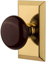 New York Rosette Door Set with Brown Porcelain Knobs.