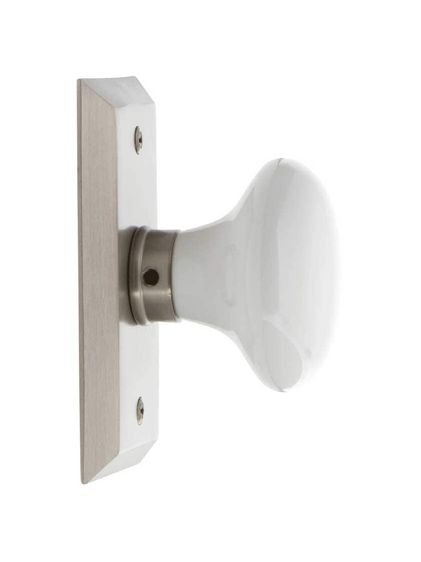 Alternate View 3 of New York Rosette Door Set with White Porcelain Knobs.