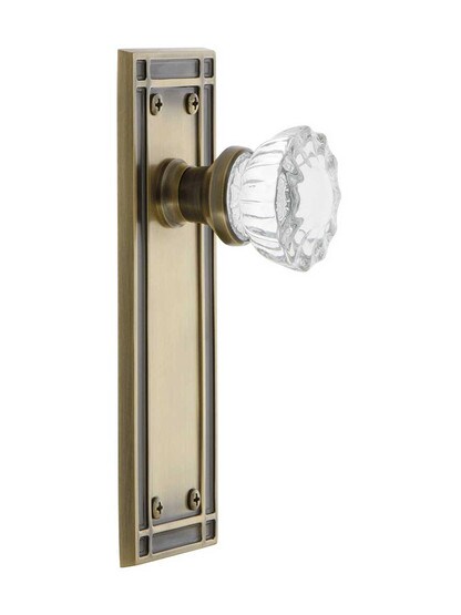 Alternate View 2 of Mission Door Set with Fluted-Crystal Glass Knobs.