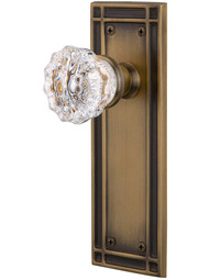 Mission Door Set with Fluted-Crystal Glass Knobs.