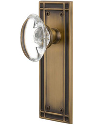 Mission Door Set with Oval Clear-Crystal Glass Knobs.