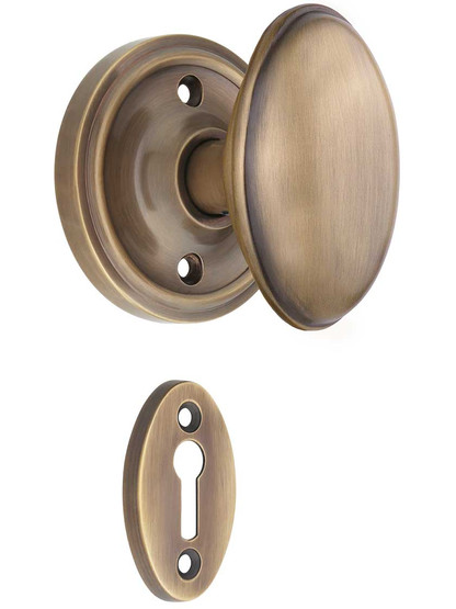 Classic Rosette Mortise-Lock Set with Homestead Knobs in Antique-By-Hand.