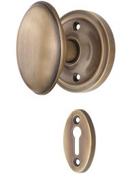 Nostalgic Warehouse - Classic Rosette Passage Oval Fluted Crystal Glass Door  Knob in Antique Brass - CLAOFC - 708446 