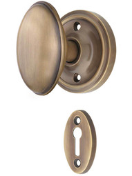 Classic Rosette Mortise-Lock Set with Homestead Knobs in Antique-By-Hand.